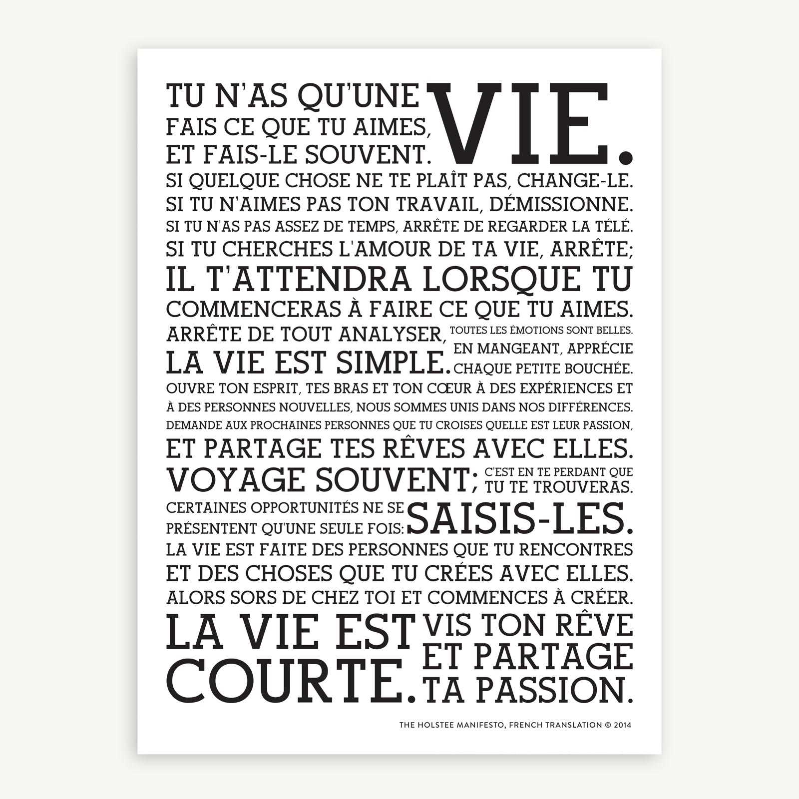 Holstee Manifesto French Poster
